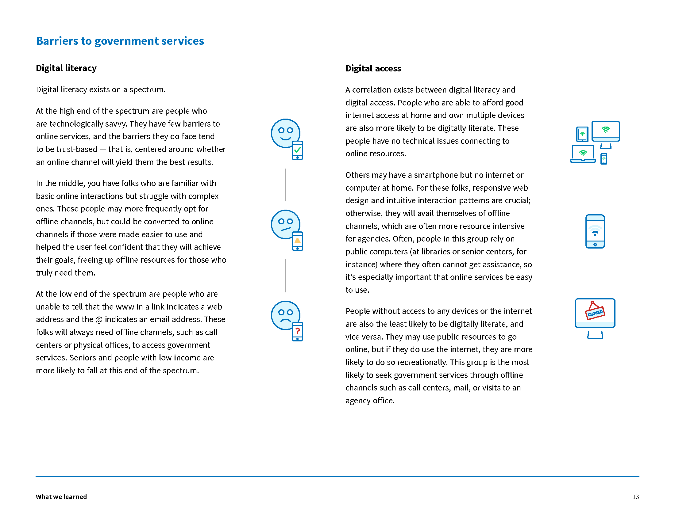 A page from our report describing barriers digital government services