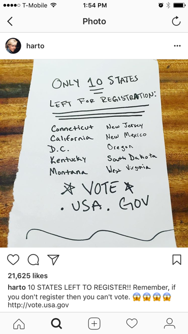 Instagram voter registration ad