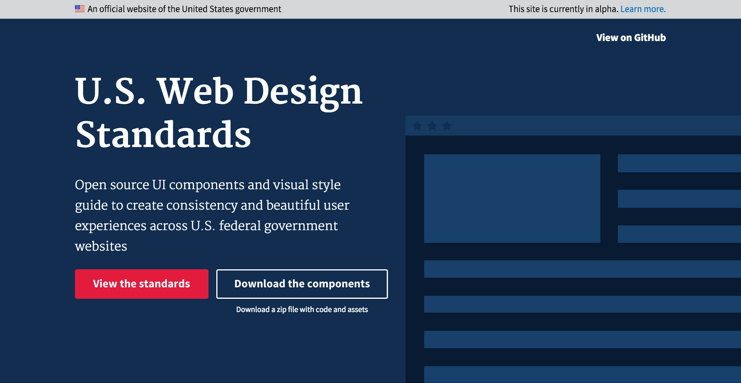 U.S. Web Design Standards homepage